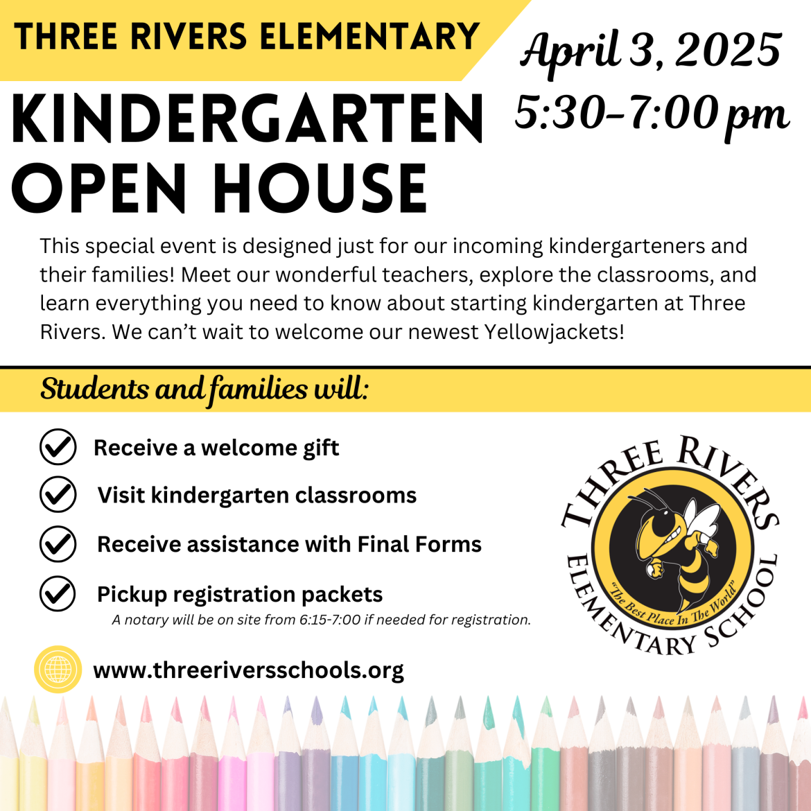 Kindergarten Open House April 3, 2025